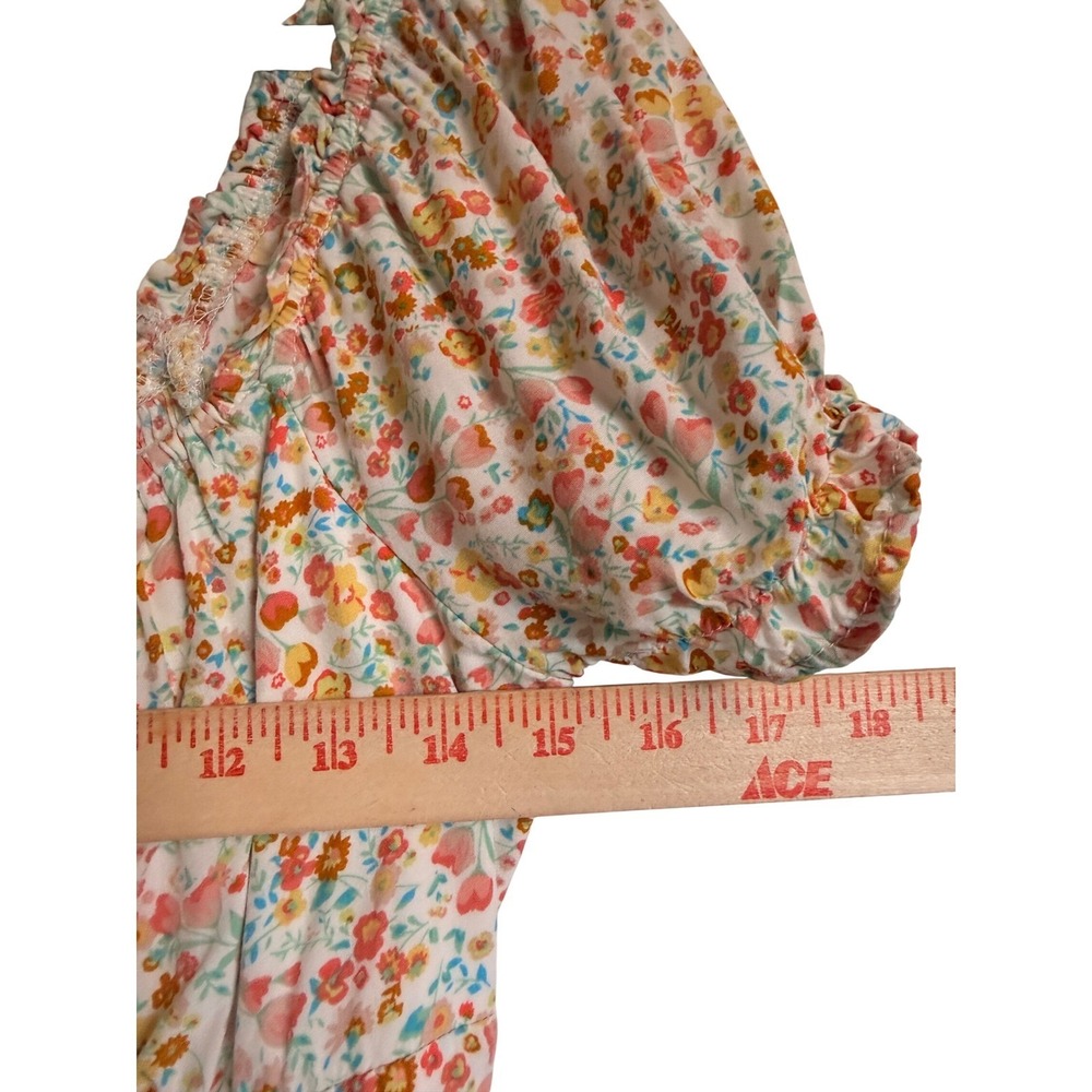 Cottagecore Feminine Coco + Jaimeson Floral Peasant Mini Dress Puff Sleeve Sz M - Picture 6 of 12